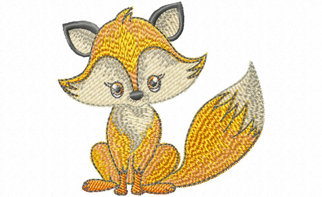Finley Sitting embroidery design - cute sitting fox with tilted head