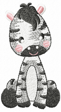 Safari sitting zebra embroidery design