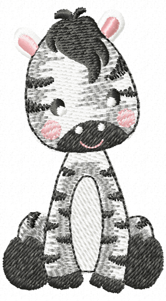 Safari sitting zebra embroidery design