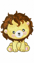 Safari sitting lion cub embroidery design