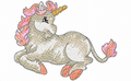 Little Misty Unicorn lying down embroidery design