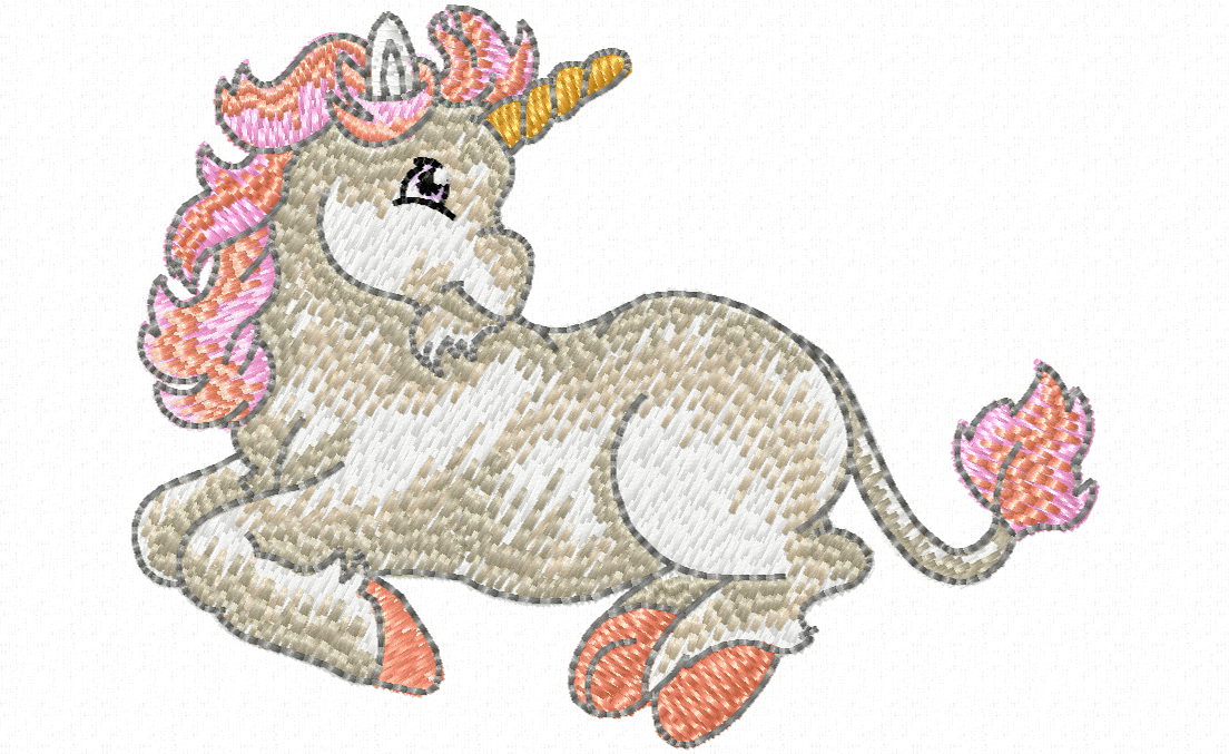 Little Misty Unicorn lying down embroidery design