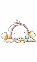 Vintage duckling sleeping flat on its tummy embroidery design