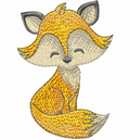 Finley Dreaming embroidery design - peaceful sitting fox with closed eyes and bushy tail
