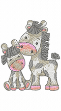Raffi mum and baby zebra together embroidery design
