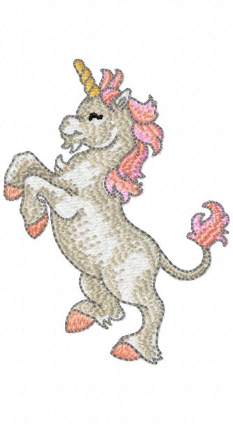 Misty the Unicorn rearing up embroidery design