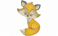 Finley Glancing embroidery design - sweet fox glancing sideways with big amber eyes
