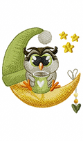 Sleepy owl tumbling upside down embroidery design