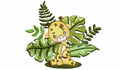 Safari giraffe sitting amongst tropical leaves embroidery design