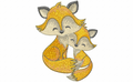 Finley and Mum embroidery design - mama fox and baby fox cuddling together