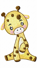 Safari sitting giraffe embroidery design