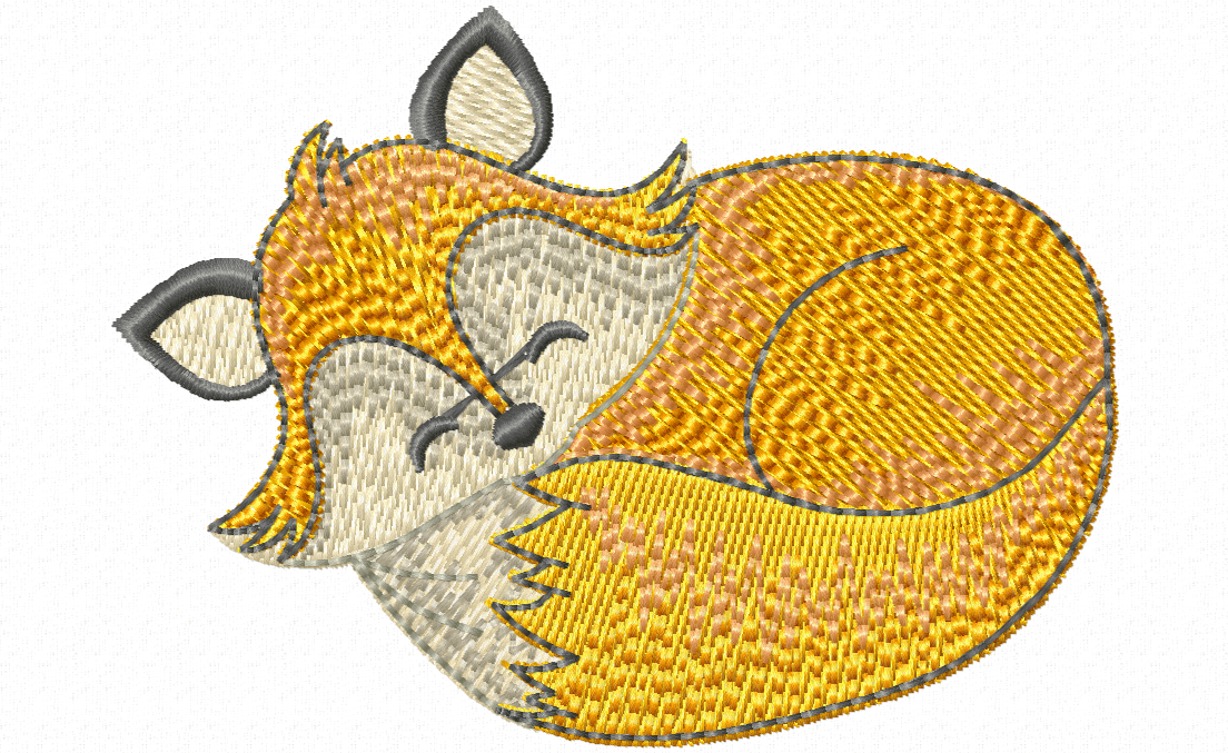 Sleeping Finley embroidery design - fox curled up fast asleep