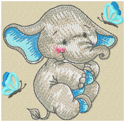 Ellie 4 blue embroidery design for personalised baby quilt