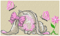 Bunny with bow embroidery design for personalised baby quilt