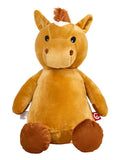 Golden horse plush toy with soft velvet fabric and fluffy mane