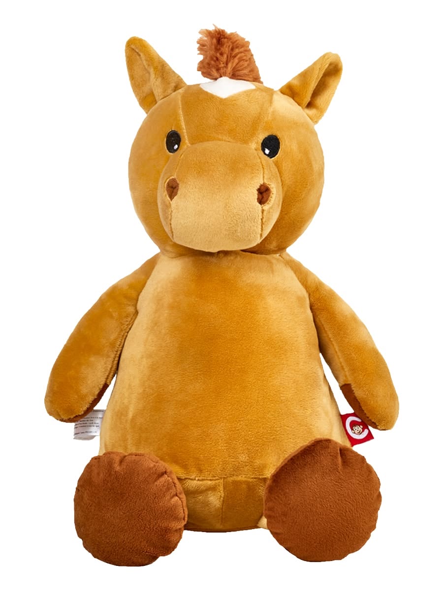 Golden horse plush toy with soft velvet fabric and fluffy mane