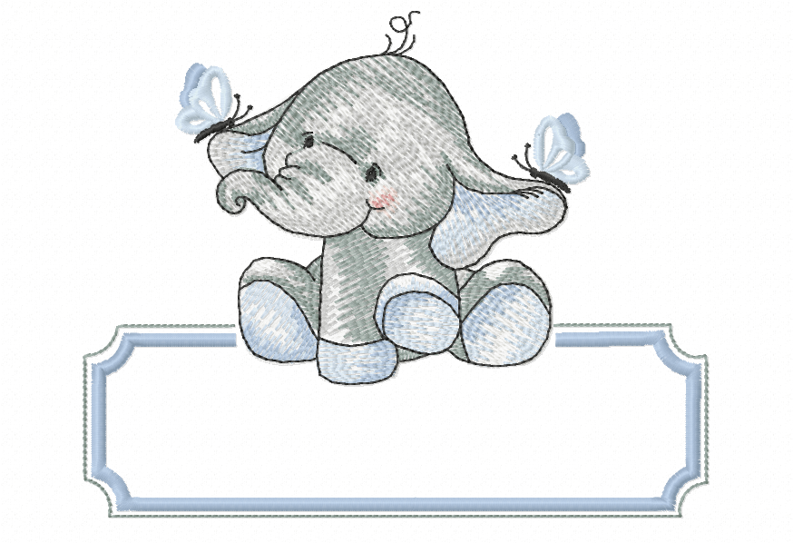 Ellie blue name plate embroidery design for personalised baby quilt