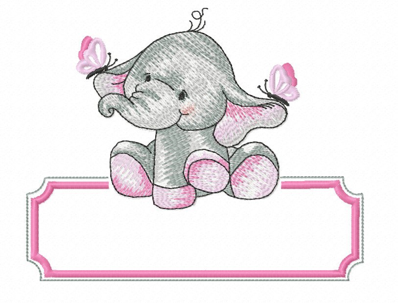 Ellie pink name plate embroidery design for personalised baby quilt